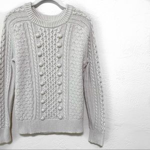 J. Crew Lambs Wool Blend Popcorn Chunky Cable-Knit Sweater - S